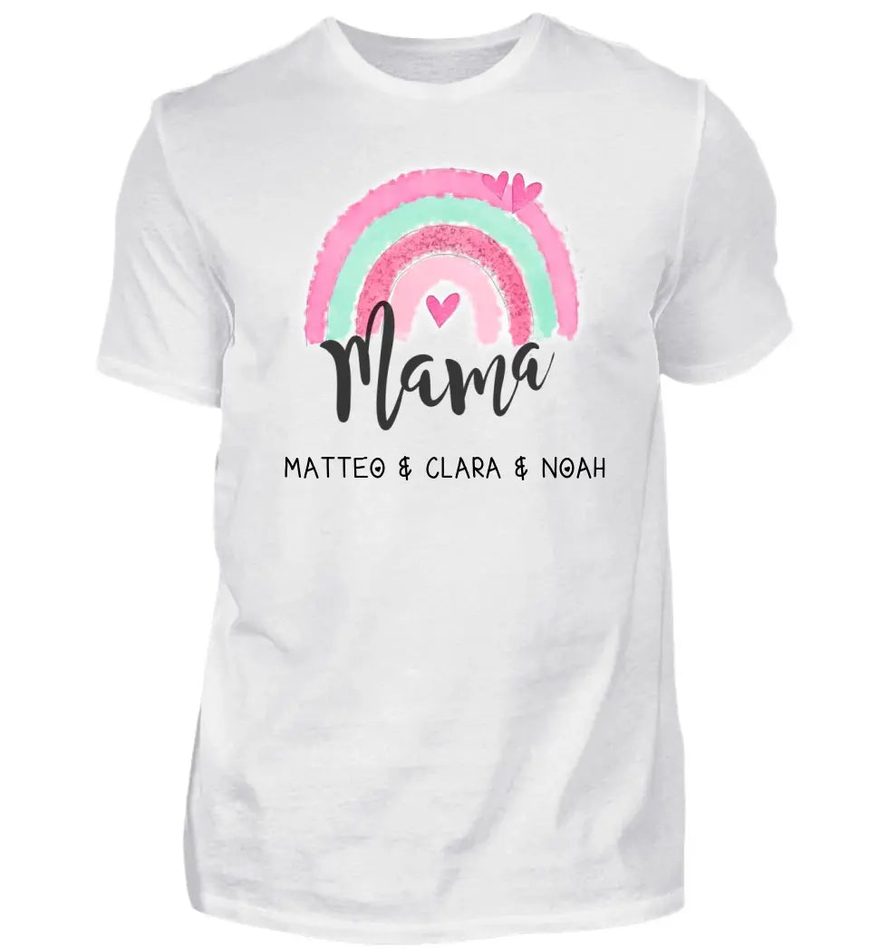 Regenbogen Mama T-Shirt aus Biobaumwolle Personalisierbar