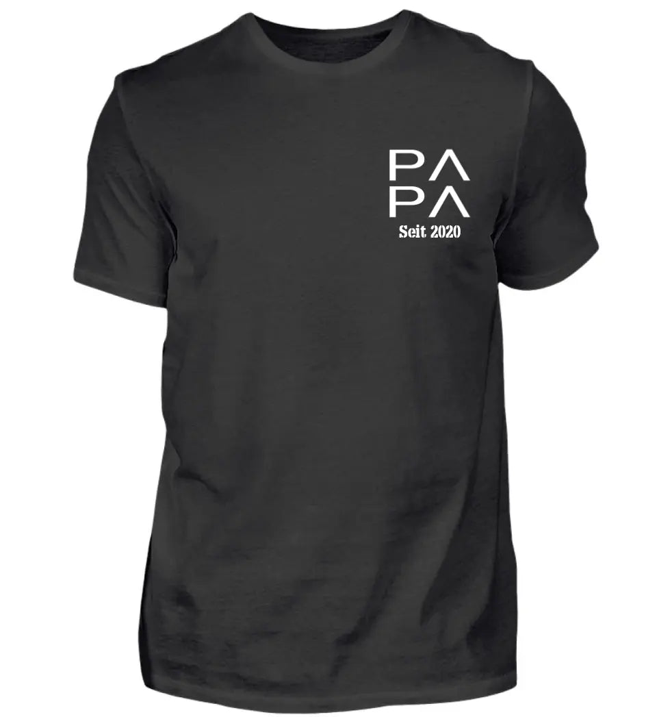 PAPA zweizeilig mit Datum personalisiertes Premium T-Shirt