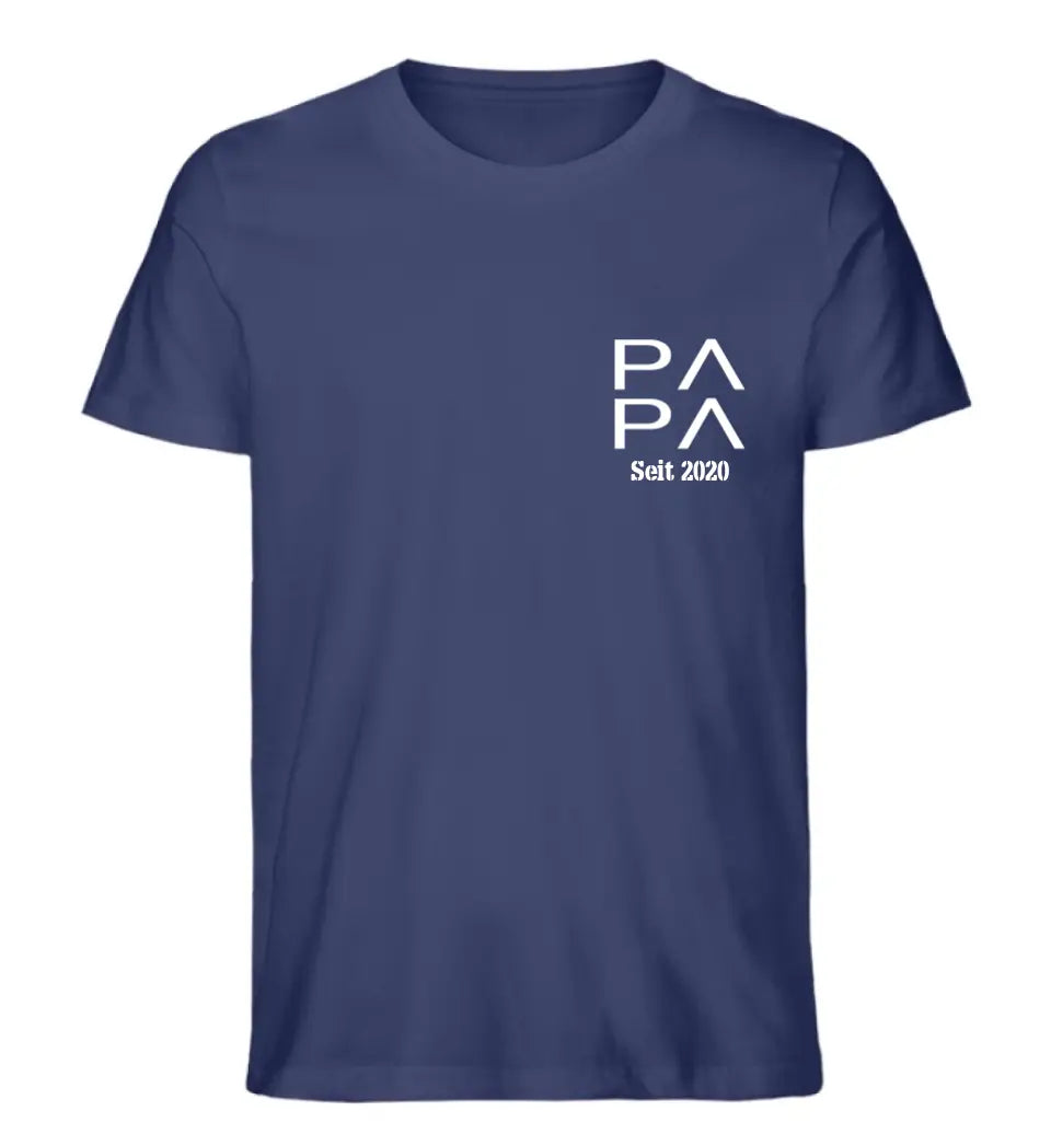 PAPA zweizeilig mit Datum personalisiertes Premium T-Shirt