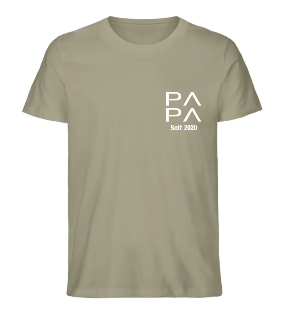 PAPA zweizeilig mit Datum personalisiertes Premium T-Shirt