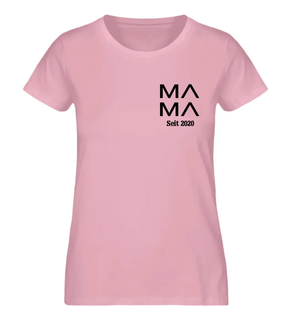 MAMA zweizeilig mit Datum personalisiertes Premium T-Shirt