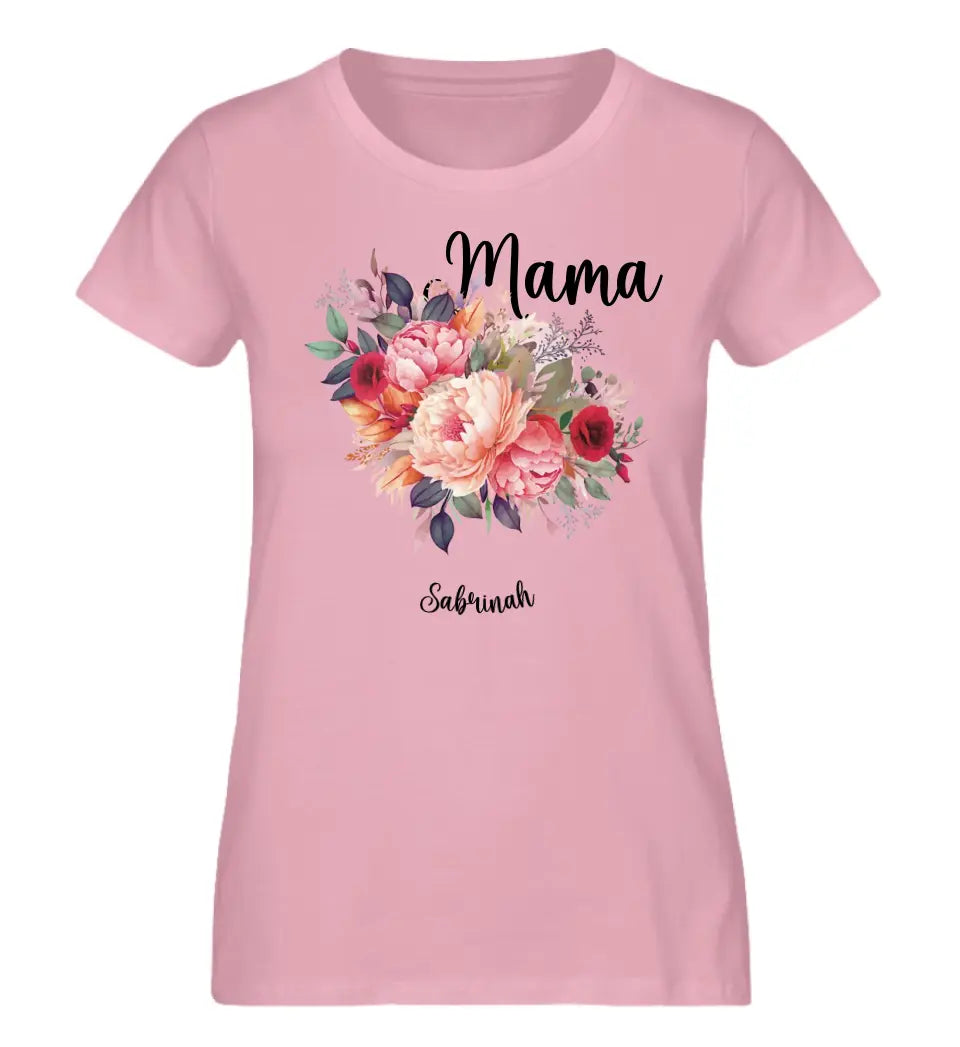 Mama mit Blumen Premium T-Shirt personalisierbar