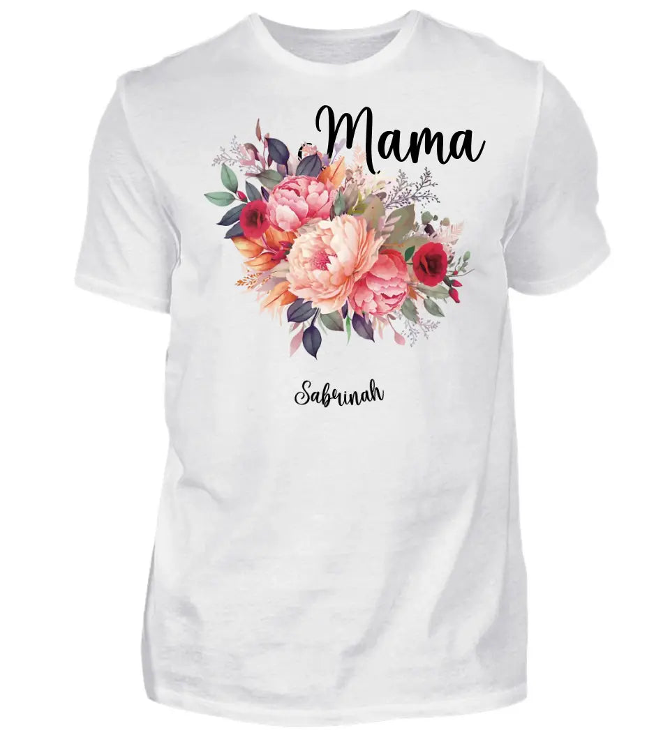 Mama mit Blumen Premium T-Shirt personalisierbar