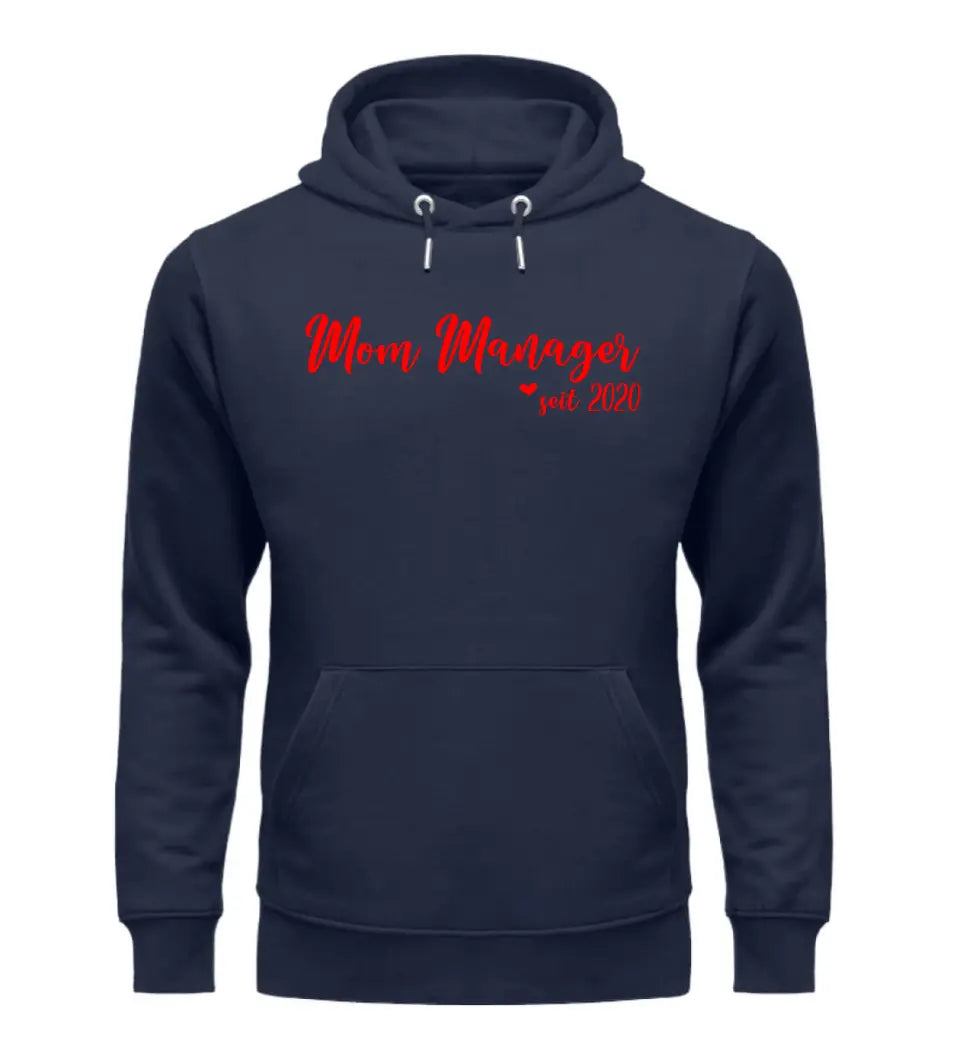 MOM MANAGER Schreibschrift in Rosenfarben personalisierbar- PREMIUM Hoodie aus Biobaumwolle