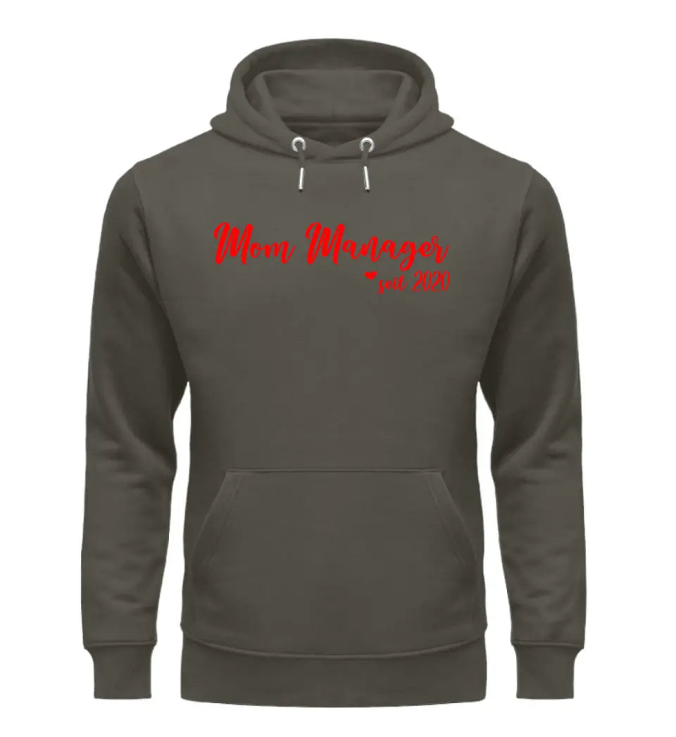 MOM MANAGER Schreibschrift in Rosenfarben personalisierbar- PREMIUM Hoodie aus Biobaumwolle