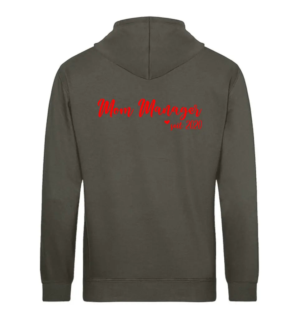 MOM MANAGER Schreibschrift in Rosenfarben personalisierbar- PREMIUM Hoodie aus Biobaumwolle