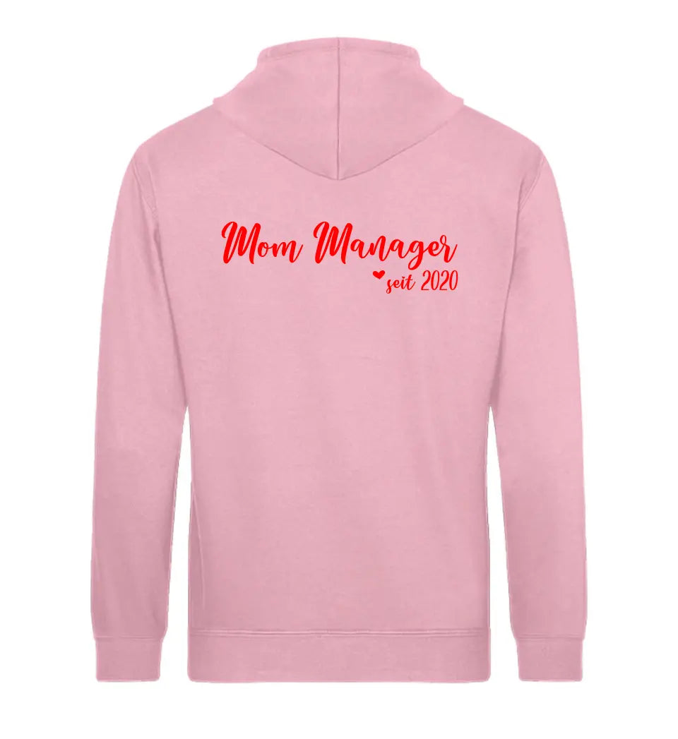 MOM MANAGER Schreibschrift in Rosenfarben personalisierbar- PREMIUM Hoodie aus Biobaumwolle