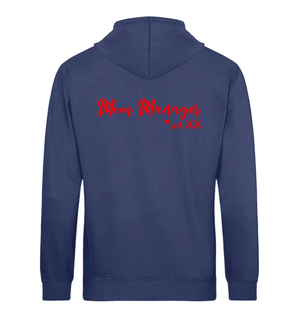 MOM MANAGER Schreibschrift in Rosenfarben personalisierbar- PREMIUM Hoodie aus Biobaumwolle