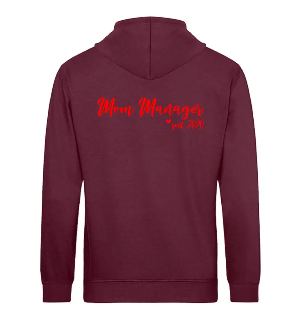 MOM MANAGER Schreibschrift in Rosenfarben personalisierbar- PREMIUM Hoodie aus Biobaumwolle