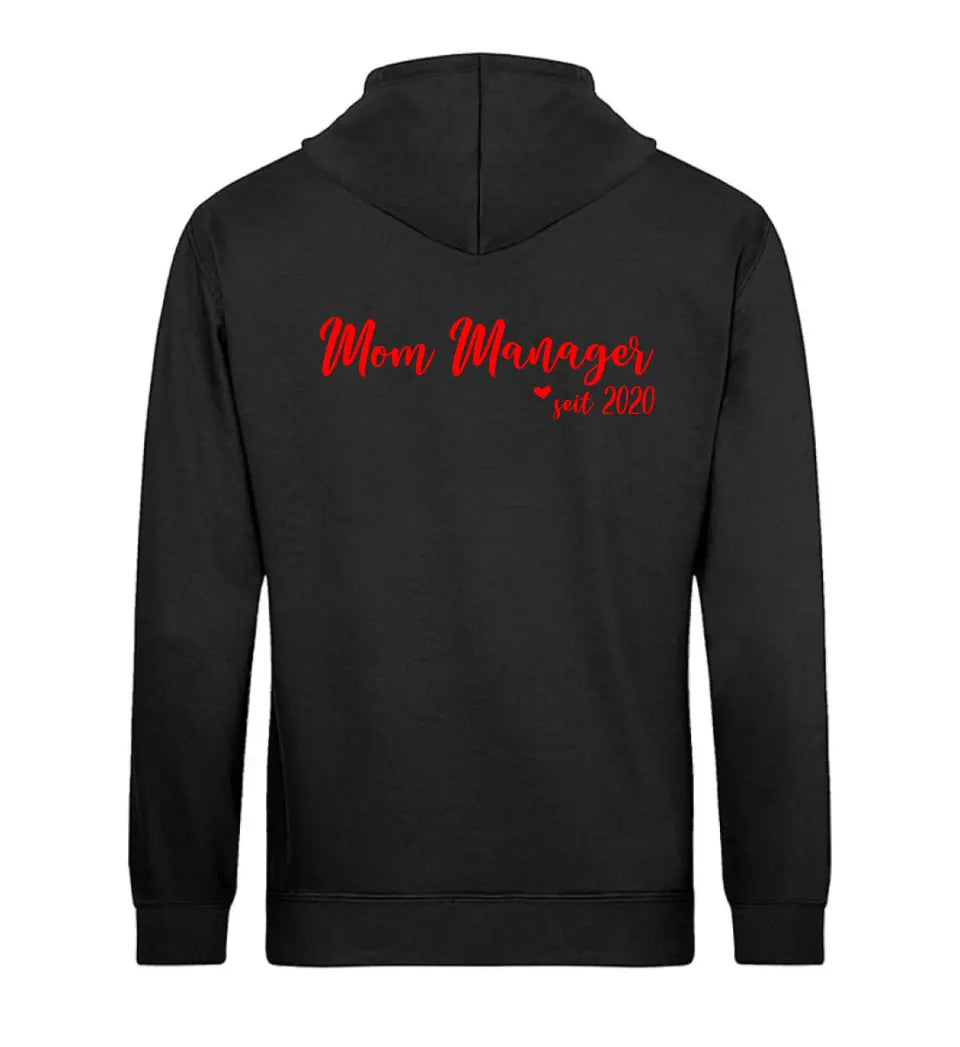 MOM MANAGER Schreibschrift in Rosenfarben personalisierbar- PREMIUM Hoodie aus Biobaumwolle