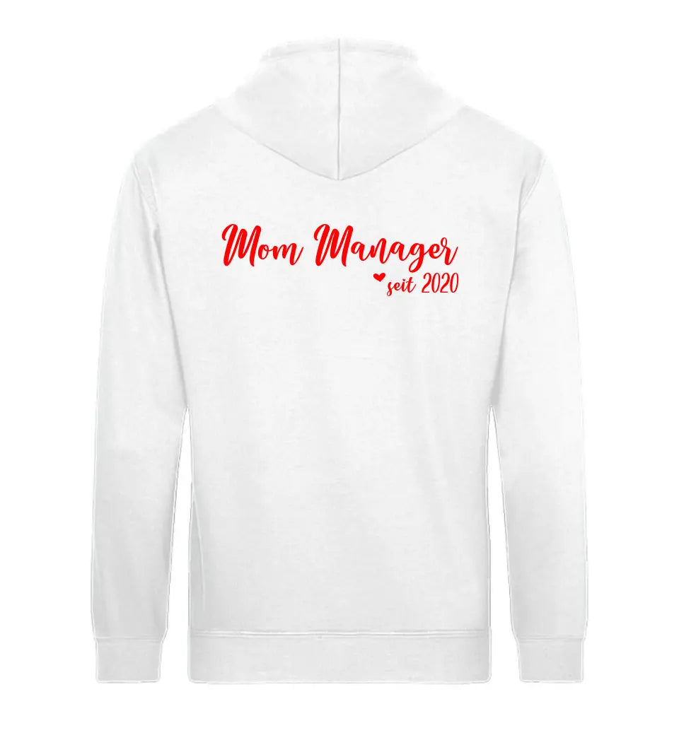 MOM MANAGER Schreibschrift in Rosenfarben personalisierbar- PREMIUM Hoodie aus Biobaumwolle